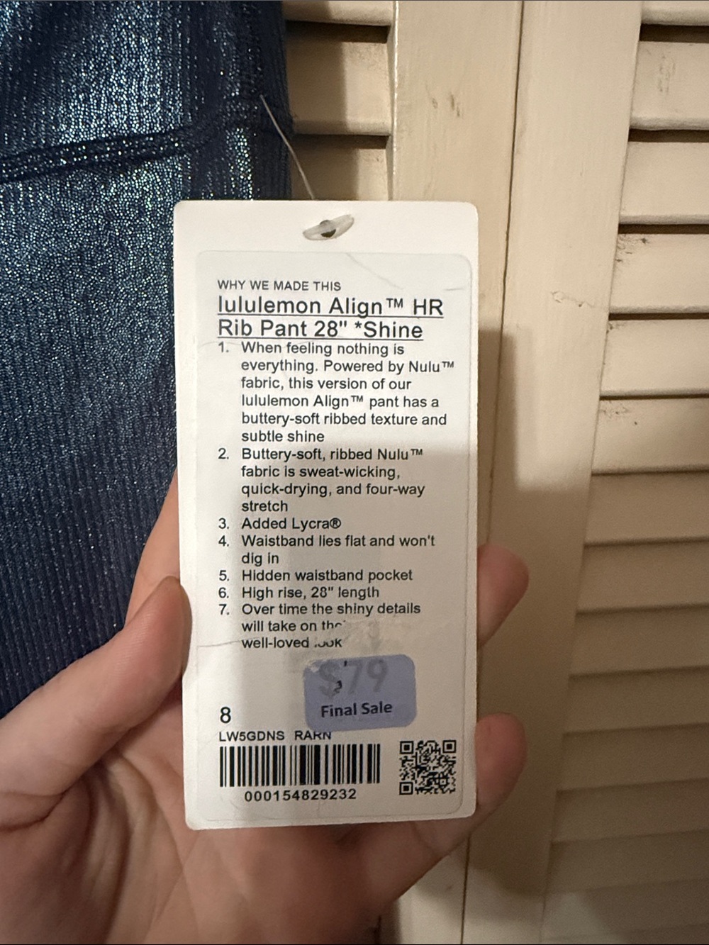 lululemon Align HR Rib Pant 28" in Shiny Black - Picture 2 of 5